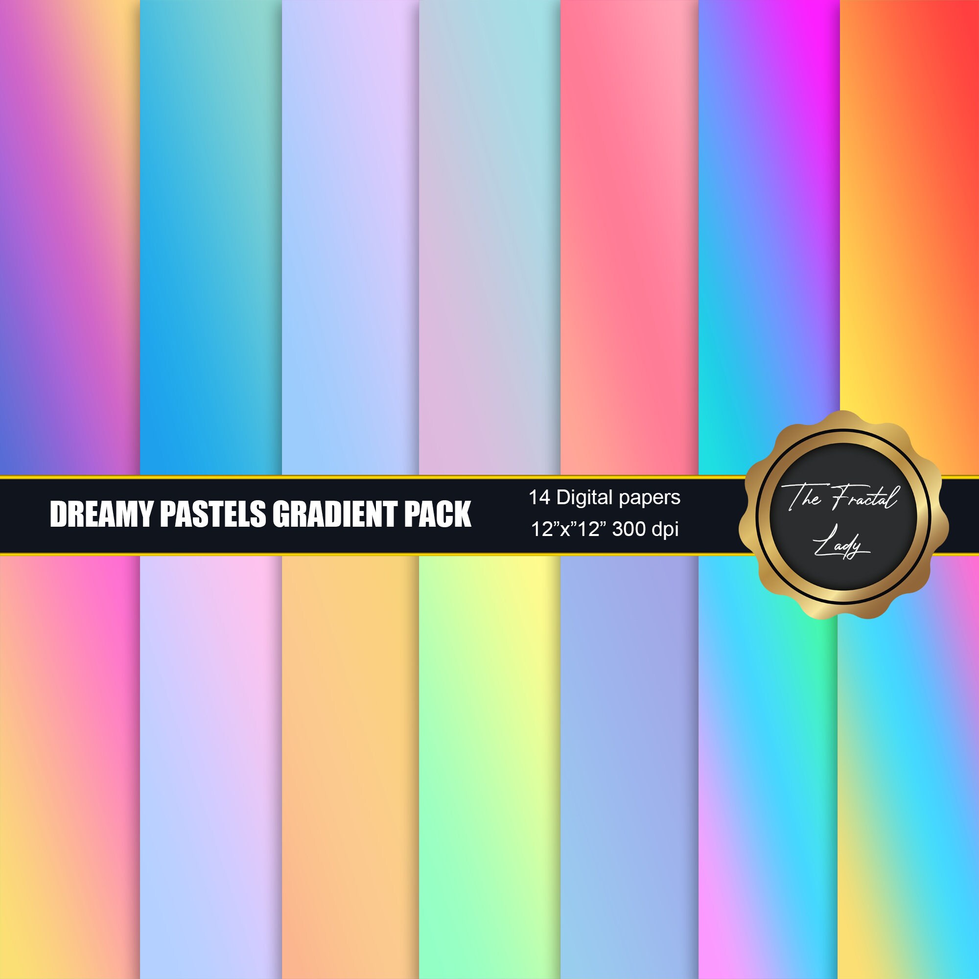 Dreamy Pastels Gradient Digital Paper Pack, Digital Background