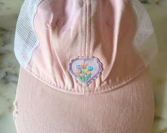 Pink Simplistic Hat with Flower Patch