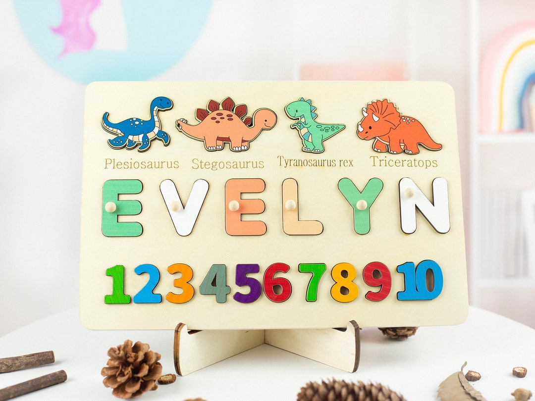 Dinosaur Montessori Puzzle Busy Board, Wooden Toys, Wooden Puzzles ...