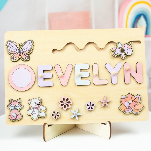 Wooden Personalized Name Puzzles, Personalized Busy Board Puzzles,Baby Girl And Baby Boy Gifts,Kids Birthday Gifts,Custom Puzzles For Babies