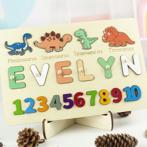 Dinosaur Montessori Puzzle Busy Board, Wooden Toys, Wooden Puzzles ...