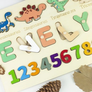 Dinosaur Montessori Puzzle Busy Board, Wooden Toys, Wooden Puzzles ...