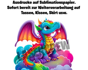Sublimation print "Sweet Dragon" up to 30 cm for school enrollment Christmas mug pillow