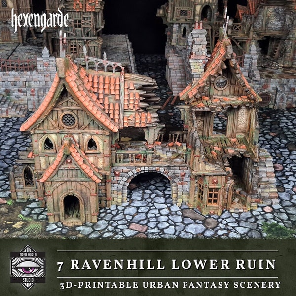 Tabletop Terrain für Warhammer 40k AoS DnD Pathfinder Fantasy LotR Mordheim | Tabletop Gelände Gebäude Ruine • Hexengarde Ravenhill Lower