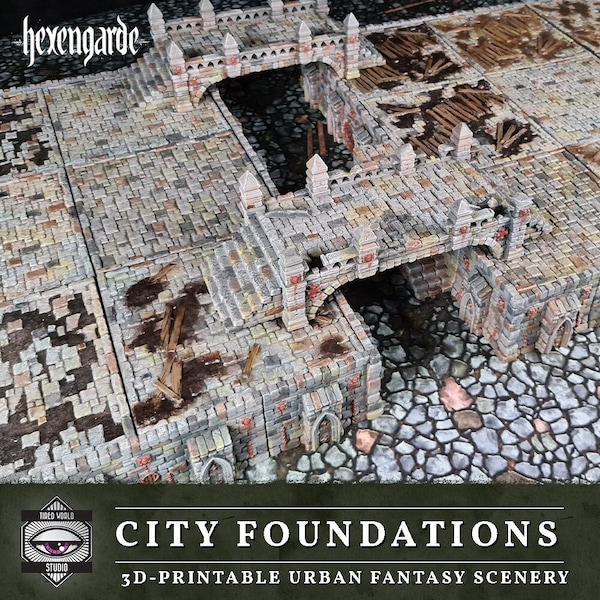 Tabletop Terrain für Mordheim Warhammer AoS DnD Pathfinder Fantasy LotR • Hexengarde City Foundations • Tabletop Gelände Gebäude Ruine