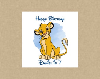 Simba Personalised Birthday card, Simba Birthday Card, Disney Birthday card, Personalised Disney card, Lion King greeting card.