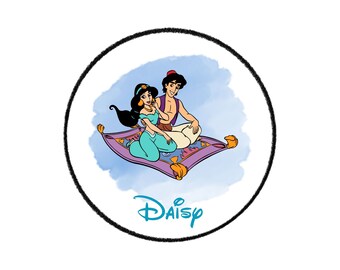 Princess Jasmine and Aladdin Personalised Name Stickers, Aladdin flying carpet stickers, Disney stickers, Name stickers, Aladdin stickers.