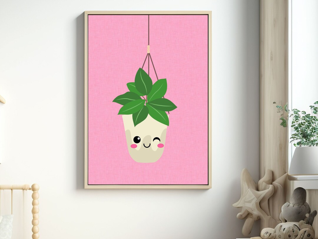Kawaii Wall Art Kawaii House Plant Print Cute Plant Wall Etsy