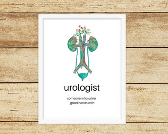 Urologist print, Floral kidney bladder wall art, Urologist gift, Medical art, Anatomy art, Gift for doctor, Gift for nurse