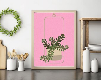 Boho botanical art print, Botanical house plant print, Boho art, Boho wall decor, Plant lovers gift, Plant print, Entryway art, Boho vibes.