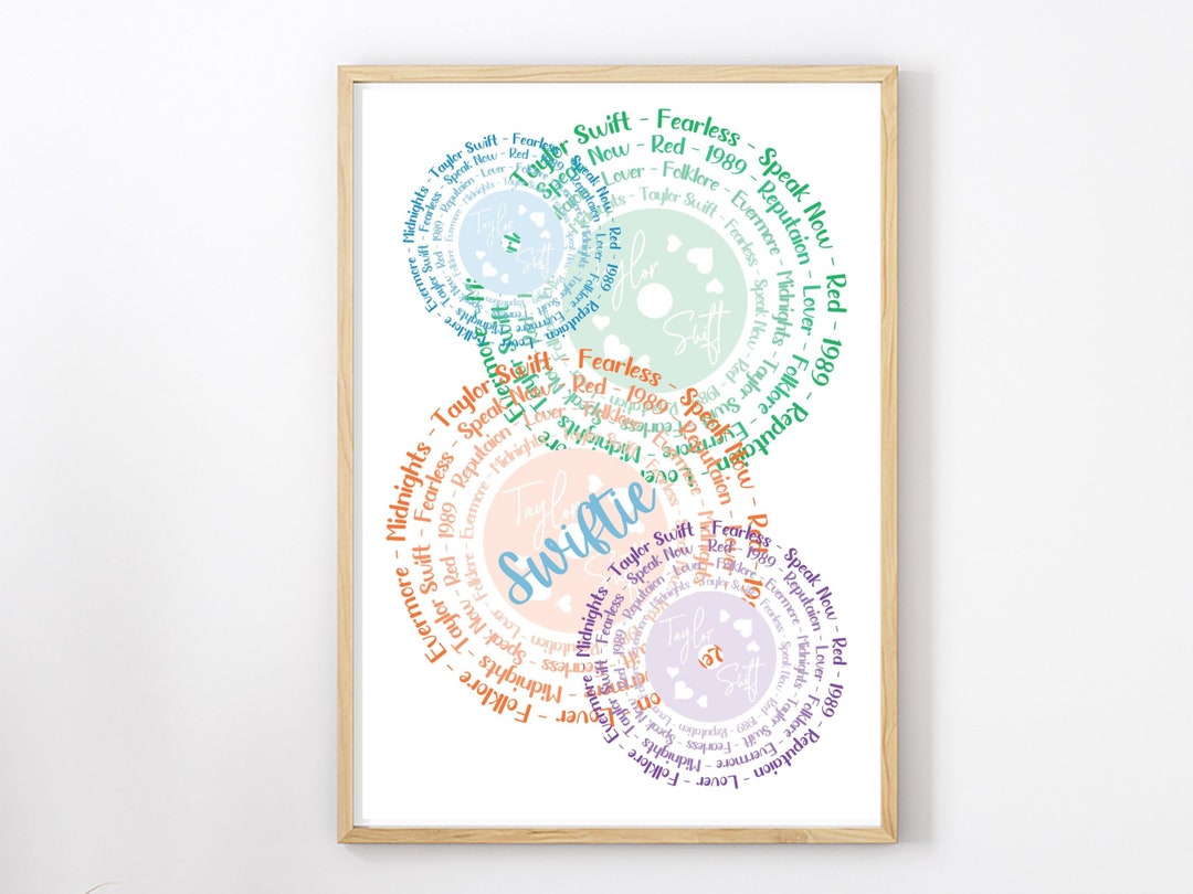 Taylor swift album titles print taylor swift vinyl record etsy