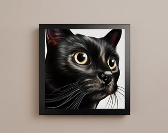 Cat print, Black cat wall art, Pet print, Animal art, Cat lover gift, Cat home decor, Black cat picture, Cat art