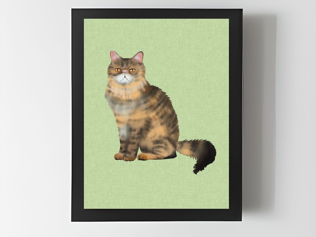 Persian Cat Print, Cute Persian Cat Wall Art, Cat Lovers Gift