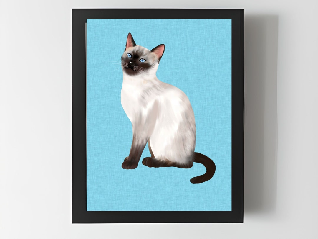 Siamese Cat Print Cute Siamese Cat Wall Art Cat Lovers Gift Etsy UK