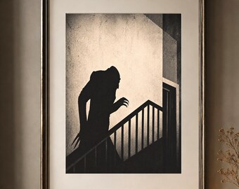 Nosferatu Poster, Dracula Wall Art, Count Orlok Print, Vampire Horror Decor, German Expressionist Art, Gothic Black and White Poster