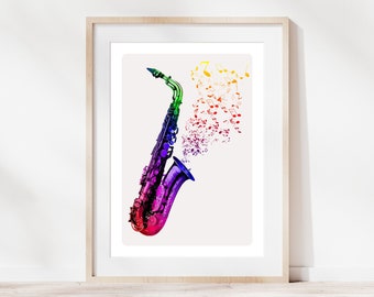 Saxophone Print, Musical Instrument Art Print, Saxophone Picture, Music Art, Saxophone Gift, Music Lover Gift Idea