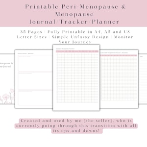 Diario/planificador imprimible de perimenopausia y menopausia, registro de síntomas de perimenopausia y menopausia, registro de salud, tamaño A4/A5 y carta de EE. UU.