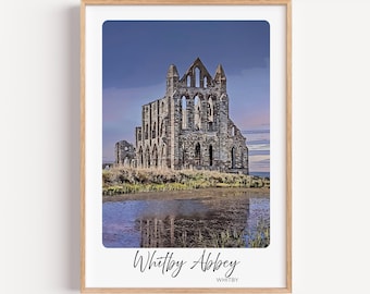 Whitby Abbey Wall Art Print, Whitby North Yorkshire Travel Poster, Whitby Abbey Photograph