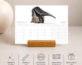 2027 Wildlife Desk Calendar, Mini Animal Calendar with Wooden Stand,  Monday Start, Christmas Gift for Animal Lover, Stocking Filler