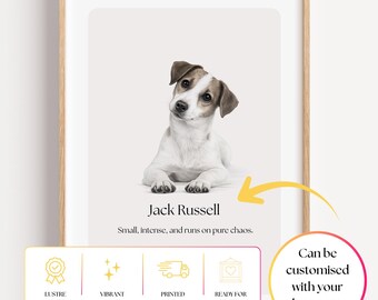 Jack Russell Wall Art Print, Funny Dog Quote, Neutral Minimalist Drawing Pet Decor Poster