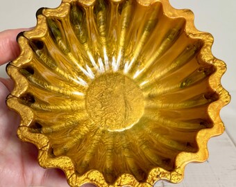 Gold Mica and Olive Green Luxe Trinket Dish, Handmade Luxury Decorative Jewellery Holder Bowl, Autumn Home Decor, Metallic Cosy Home Decor