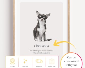 Chihuahua Wall Art Print, Funny Dog Quote, Neutral Minimalist Drawing Pet Decor Poster