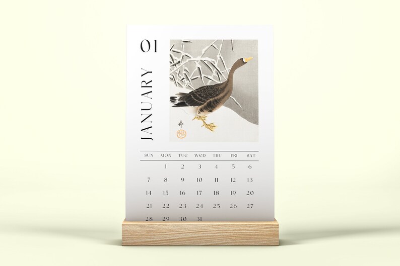 2024 Monthly Japanese Art Calendar With Wooden Stand Etsy