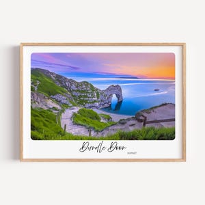 Durdle Door Dorset Travel Art Print, Dorset Coastal Picture, Beach Aesthetic Home Decor