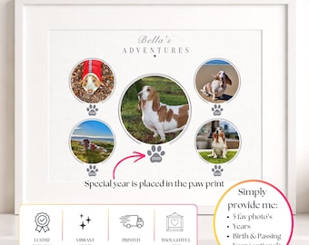 Personalised Pet Photo Print, Custom Dog Memory Print Keepsake, Pet Photo Timeline Collage Gift, Dog Lover Gift