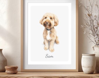 Pet Portrait Print From Your Photo, Pet Memorial Gift, Custom Pet Picture Unframed