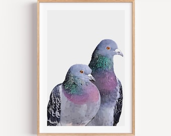 Lámina decorativa de paloma para pared, decoración del hogar con palomas, galería de palomas para pared, regalo para amantes de las palomas, regalo por menos de 20 €, regalo para amantes de las aves
