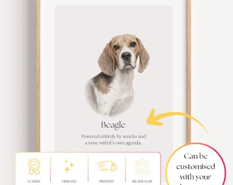Beagle Wall Art Print, Funny Dog Quote, Neutral Minimalist Drawing Pet Decor Poster