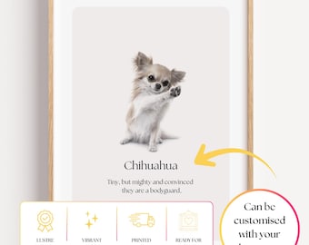 Chihuahua Wall Art Print, Funny Dog Quote, Neutral Minimalist Drawing Pet Decor Poster