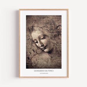 Leonardo da Vinci La Scapigliata Art Print, Classical Renaissance Portrait Reproduction Wall Art Poster