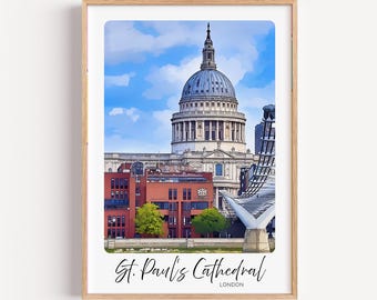 London St Paul&#39;s Cathedral Wall Art Print, London Travel Poster, London Souvenir Gift