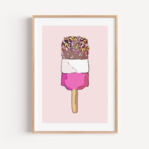 Fab Ice Lolly Wall Art Print, Ice Lolly Picture, Pink Kitchen Print, Sweet Treat Home Decor, Retro Art Print, New Home Gift