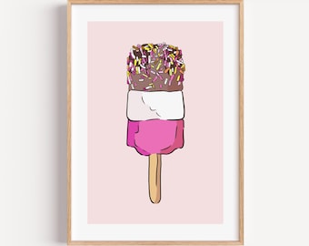 Fab Ice Lolly Wall Art Print, Ice Lolly Picture, Pink Kitchen Print, Sweet Treat Home Decor, Retro Art Print, New Home Gift