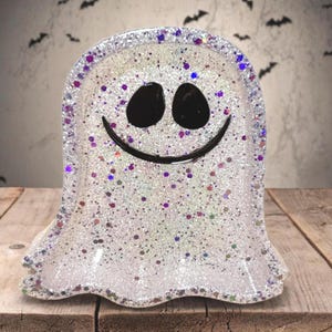 Ghost Halloween Decoration Tray, Glow in the Dark Trinket Dish, Halloween Table Decor