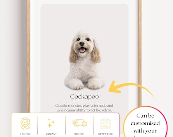 Cockapoo Wall Art Print, Funny Dog Quote, Neutral Minimalist Drawing Pet Decor Poster