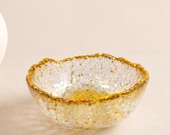 Handmade Gold Glitter Resin Bowl – Decorative Trinket Dish, Sparkly Home Decor, Jewellery Holder Gift, Holiday Decor