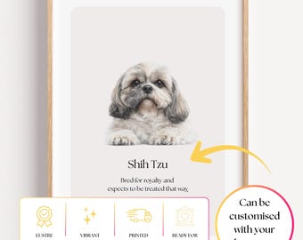 Shih Tzu Wall Art Print, Funny Dog Quote, Neutral Minimalist Drawing Pet Decor Poster