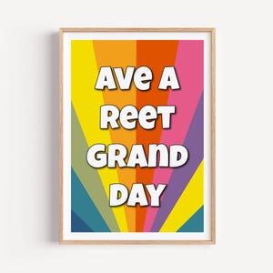 Bunter Spaß Spruch Wand Kunst Druck, Retro Regenbogen Poster für Flur, Glückliche Wand Kunst, Fröhliche Typografie Druck, Einzigartiges Housewarming Geschenk