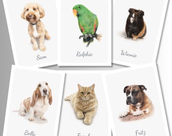 Personalised Pet Portrait Print From Photo, Pet Remembrance Gift, Custom Pet Picture Unframed