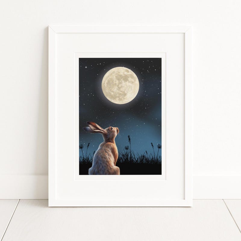 Moon Drawing.pdf Hare and Moon Pictures - Etsy UK