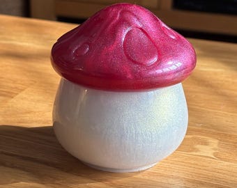 Mushroom Trinket Pot, Red Toadstool Jewellery Pot, Cottagecore Decor, Fairycore Storage Jar, Mushroom Gift, Promise Jar