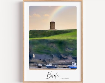 Bude Cornwall Wall Art Print, Coastal Cornwall Travel Poster, Beach Seaside Home Decor