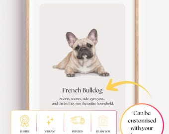 French Bulldog Wall Art Print, Funny Dog Quote, Neutral Minimalist Drawing Pet Decor Poster