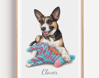 Custom Dog Portrait From Photo, Personalised Pet Portrait Print, Dog Memorial Gift, Pet Remembrance Gift, Custom Dog Art, Digital or Printed