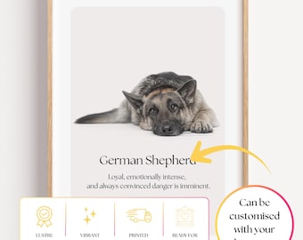 German Shepherd Print, Funny Dog Quote, Neutral Minimalist Pet Decor Poster