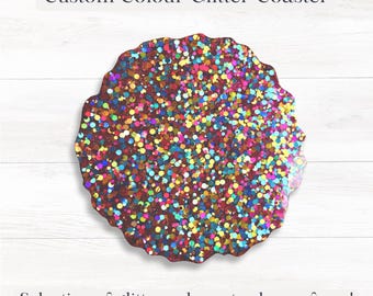 Custom Colour Glitter Resin Coaster Commission - Choose 1, set of 2 or set of 4 Coasters -